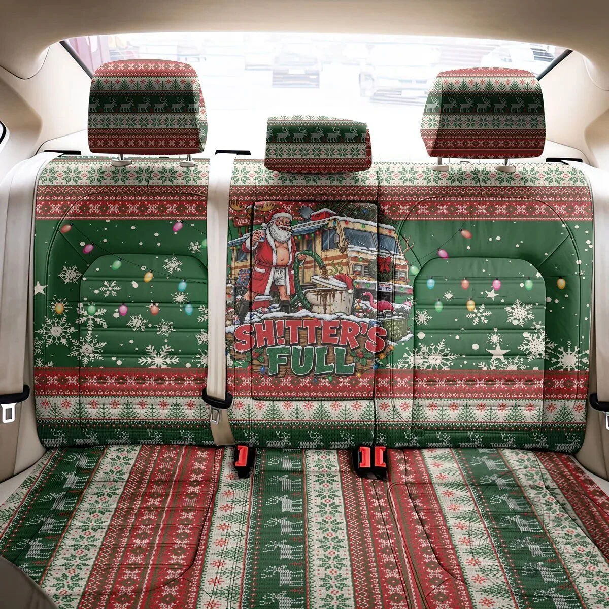Christmas Vacation Shitter Was Full Funny Ugly Sweater Car Seat Cover 4 Christmas Vacation Shitter Was Full Funny Ugly Sweater Car Seat Cover