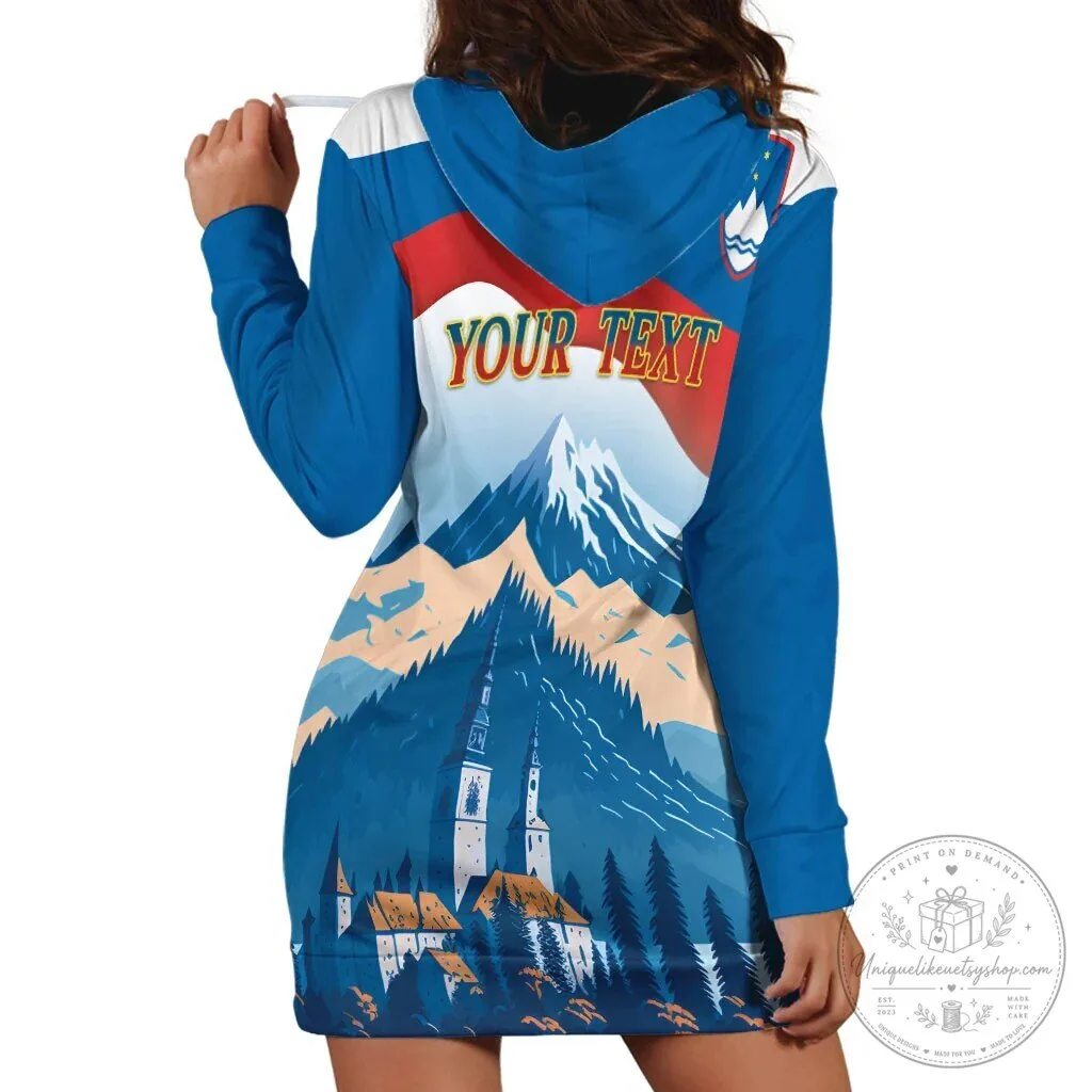 Slovenia Independence Day Lake Bled Julian Alps Landscape Hoodie Dress 4 Slovenia Independence Day Lake Bled Julian Alps Landscape Hoodie Dress