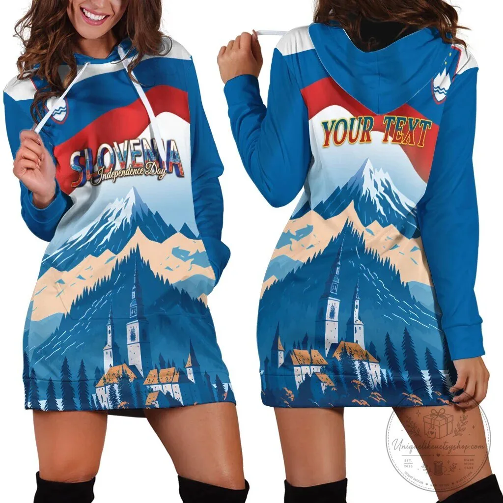 Slovenia Independence Day Lake Bled Julian Alps Landscape Hoodie Dress 5 Slovenia Independence Day Lake Bled Julian Alps Landscape Hoodie Dress