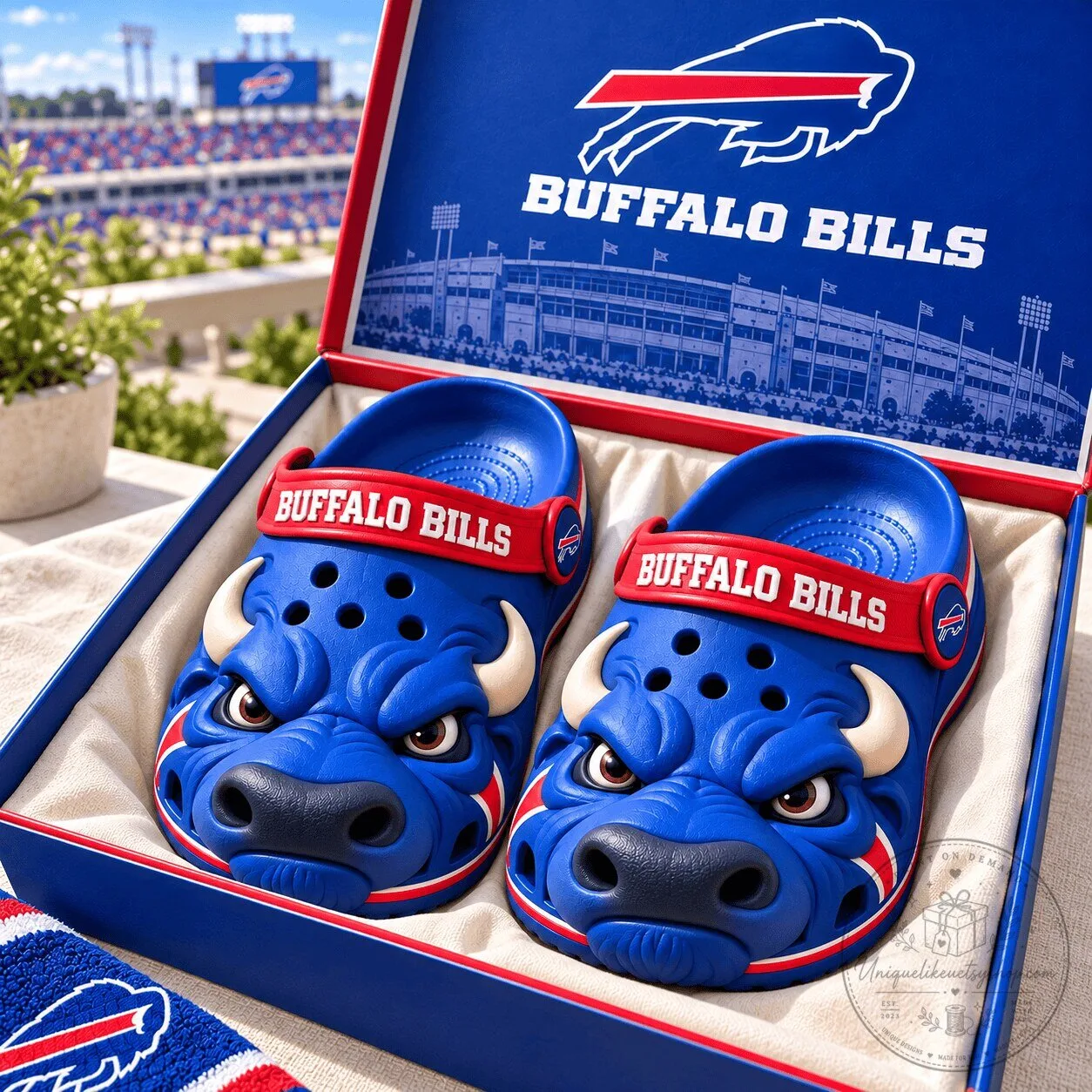 Buffalo Bills Mascot Team Logo Sculpted Crocs Clogs Shoes