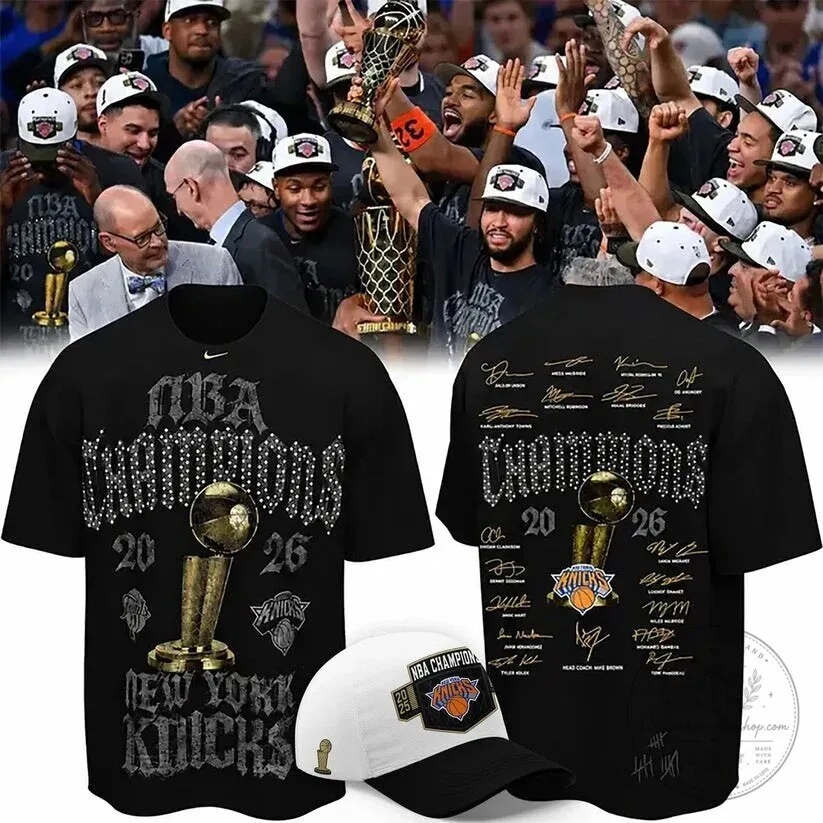 New York Knicks 2026 NBA Champions Locker Room Commemorative T-Shirt