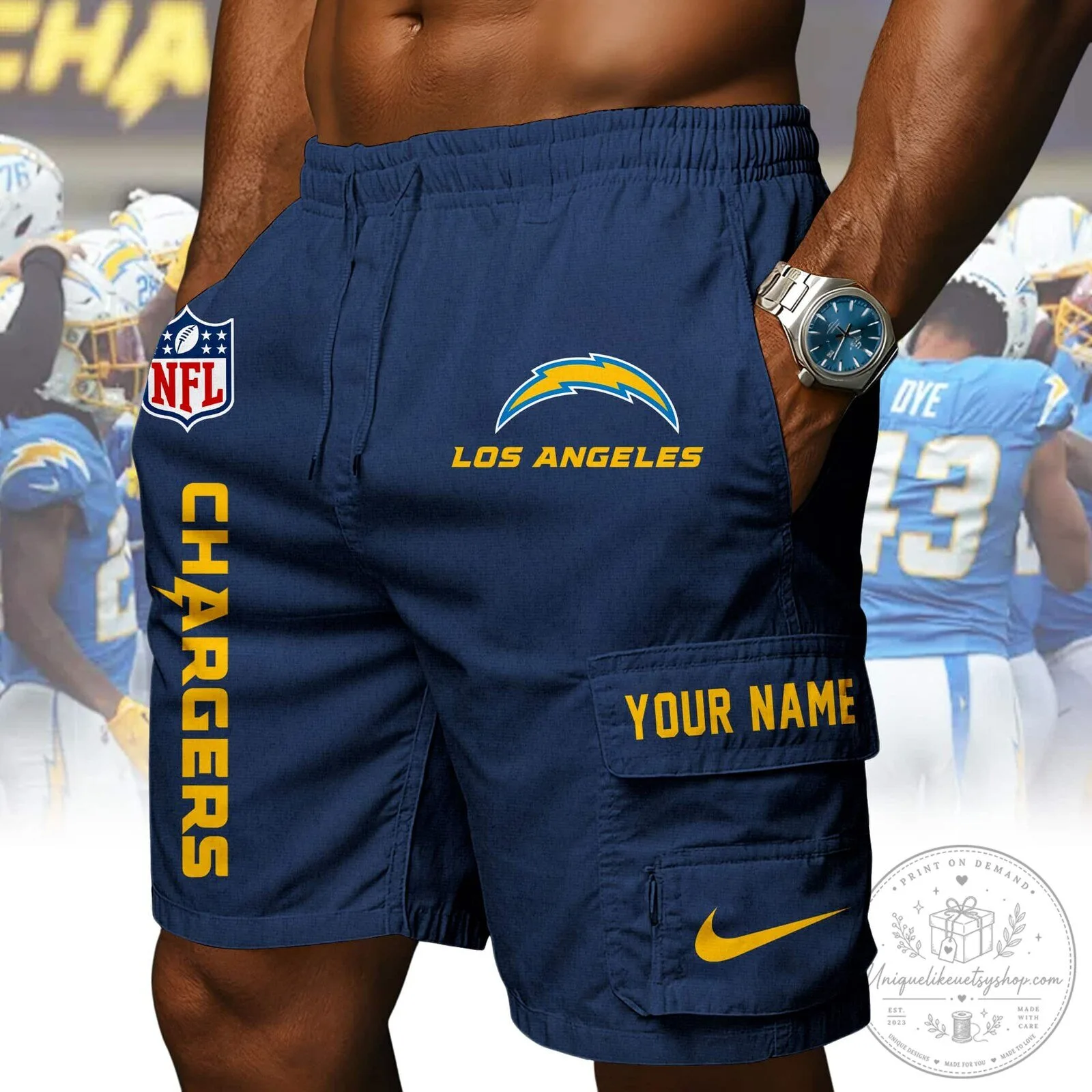 Los Angeles Chargers NFL Athletic Cargo Shorts 11 Los Angeles Chargers NFL Athletic Cargo Shorts