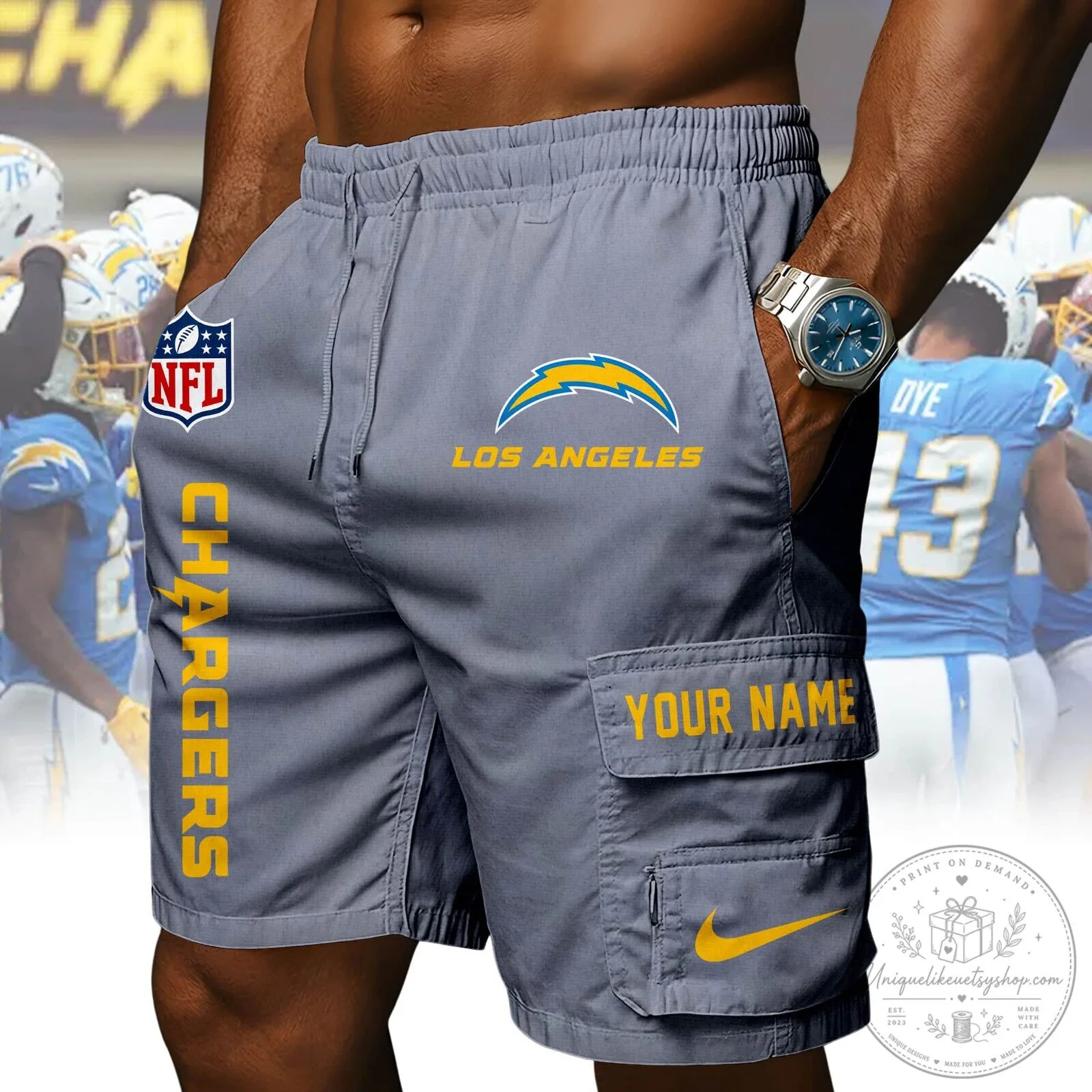 Los Angeles Chargers NFL Athletic Cargo Shorts 13 Los Angeles Chargers NFL Athletic Cargo Shorts