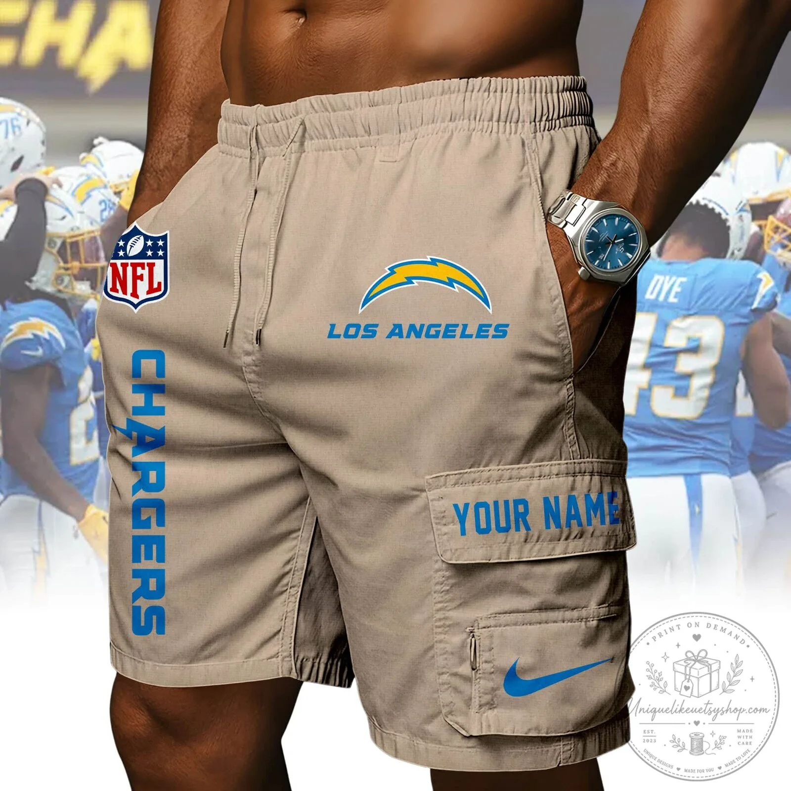 Los Angeles Chargers NFL Athletic Cargo Shorts 14 Los Angeles Chargers NFL Athletic Cargo Shorts