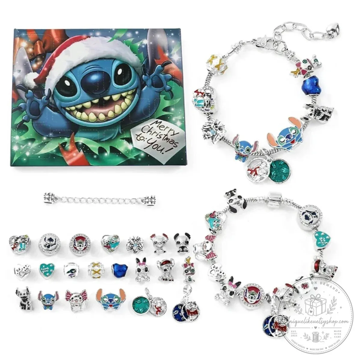 Disney Stitch Christmas Advent Calendar with Charm Bracelets and Charms