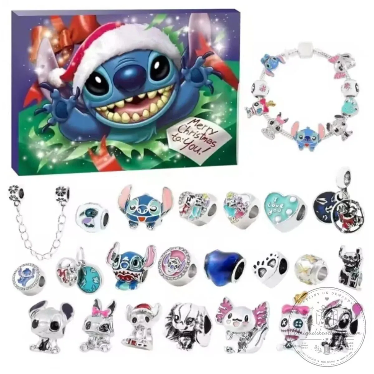 Disney Stitch Christmas Advent Calendar with Charm Bracelets and Charms 9 Disney Stitch Christmas Advent Calendar with Charm Bracelets and Charms