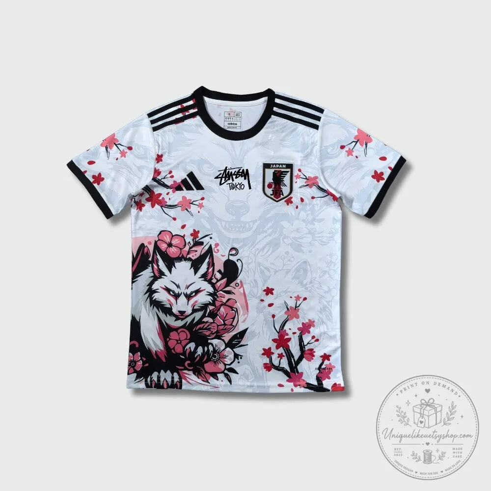 Japan Pink Blossom Wolf Stussy Tokyo Football Jersey 2 Japan Pink Blossom Wolf Stussy Tokyo Football Jersey