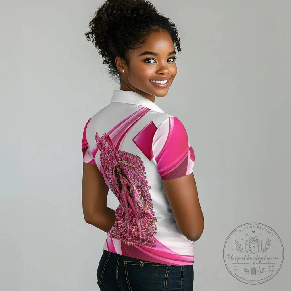 Western Wear Breast Cancer Awareness Pink Cowgirl Polo Shirt 7 Western Wear Breast Cancer Awareness Pink Cowgirl Polo Shirt