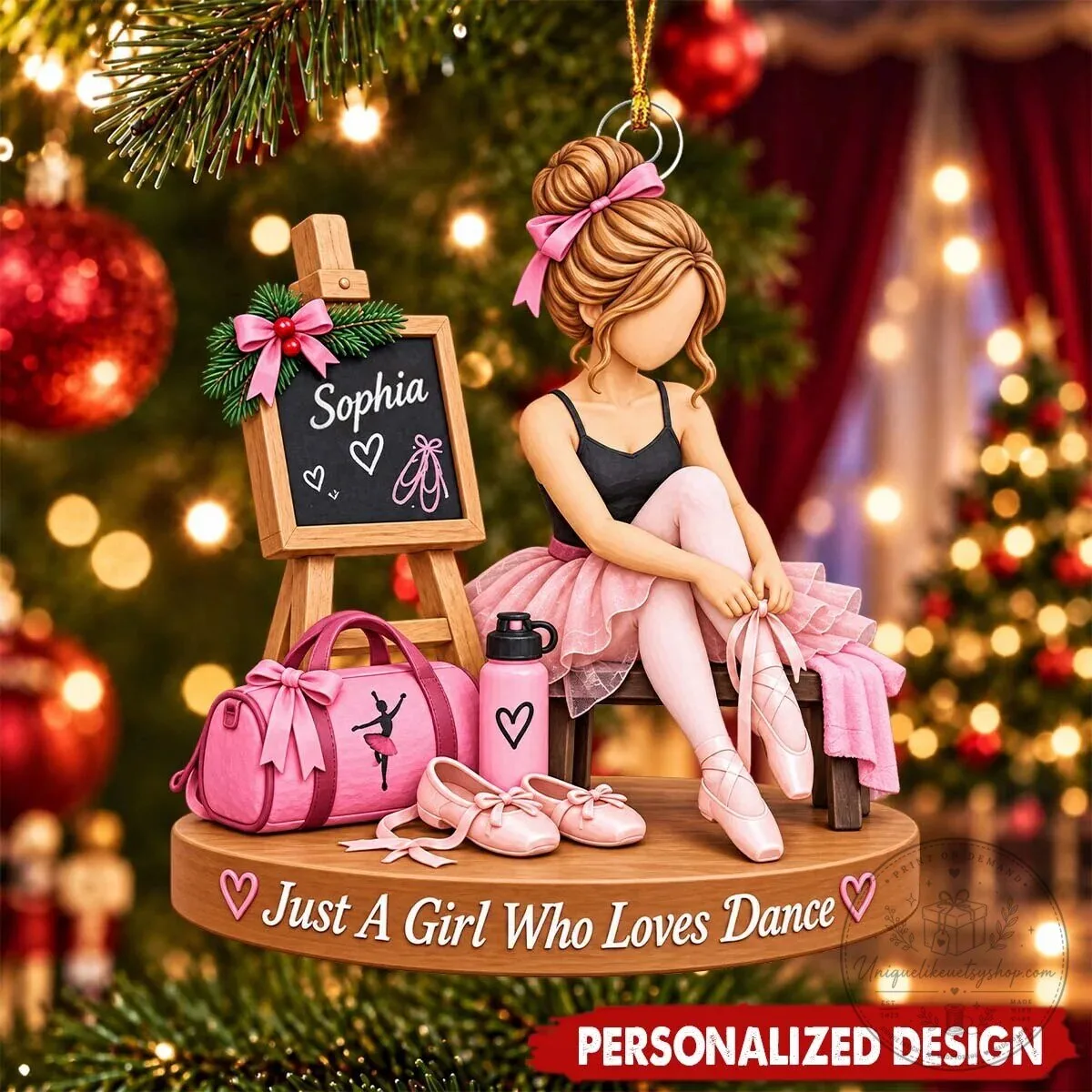 Personalized Ballerina Dancer Christmas Ornament 3 Personalized Ballerina Dancer Christmas Ornament