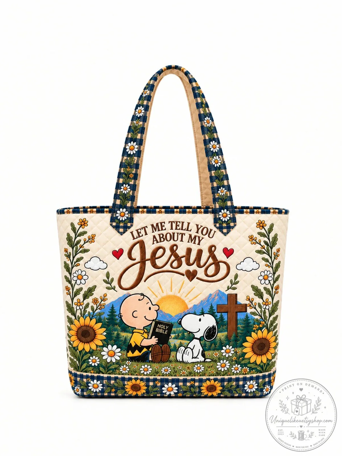 Let Me Tell You About My Jesus Charlie Brown Snoopy Quilted Tote Bag 8 Let Me Tell You About My Jesus Charlie Brown Snoopy Quilted Tote Bag