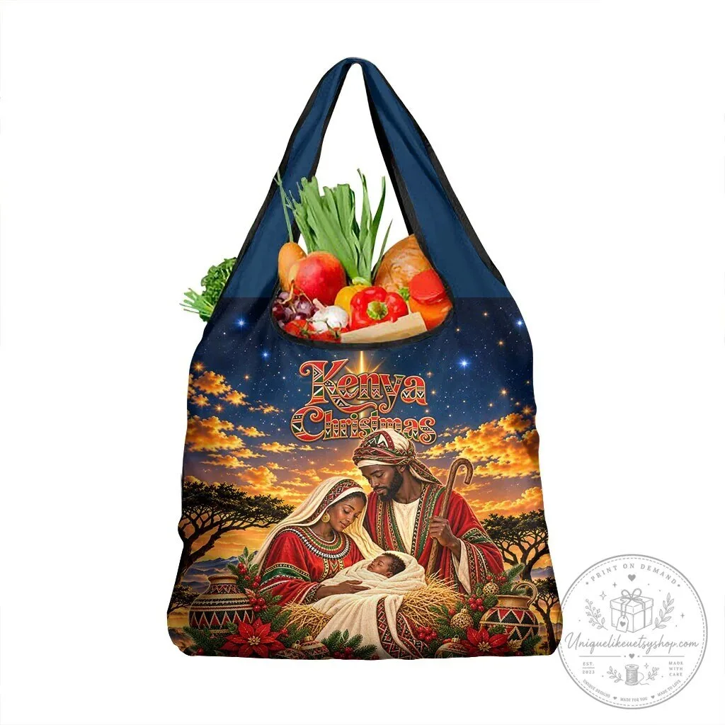 Kenya Christmas African Holy Family Reusable Grocery Bag 7 Kenya Christmas African Holy Family Reusable Grocery Bag