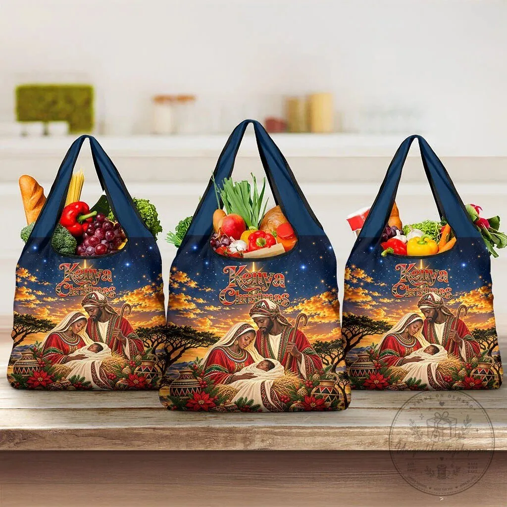 Kenya Christmas African Holy Family Reusable Grocery Bag 8 Kenya Christmas African Holy Family Reusable Grocery Bag