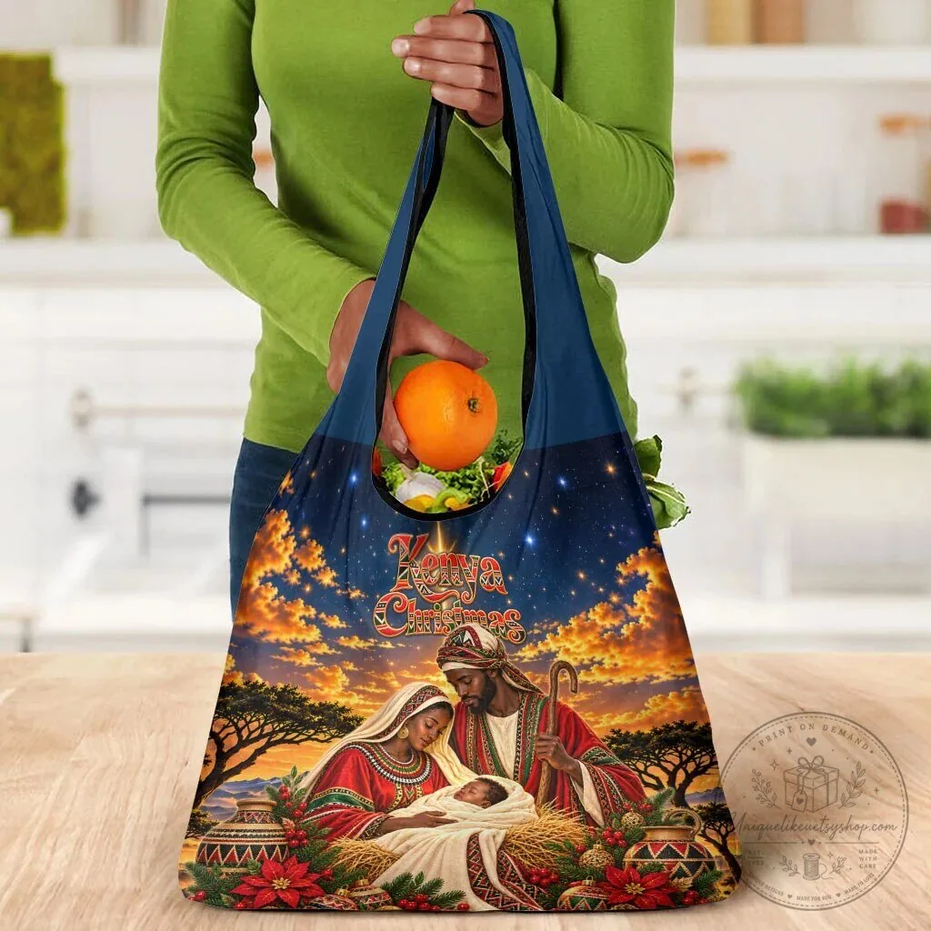 Kenya Christmas African Holy Family Reusable Grocery Bag 11 Kenya Christmas African Holy Family Reusable Grocery Bag