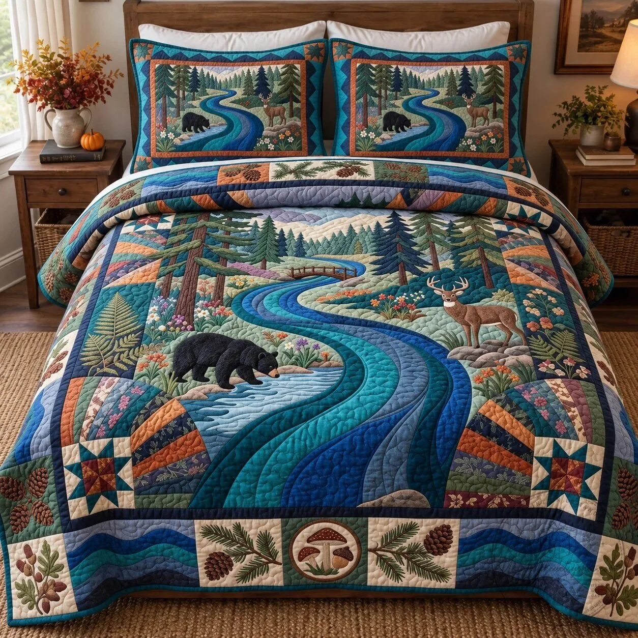 Wild River Patchwork Quilted Bedding Set with Bear and Deer Forest Design 5 Wild River Patchwork Quilted Bedding Set with Bear and Deer Forest Design