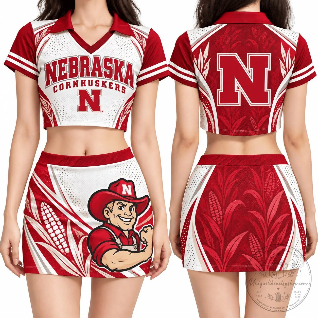 Nebraska Cornhuskers Women's Cropped Polo Shirt and Skirt Set