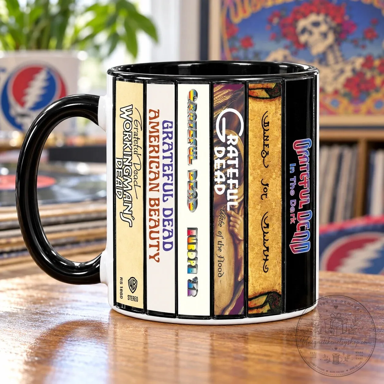 Grateful Dead Cassette Tape Album Art Black Handle Coffee Mug